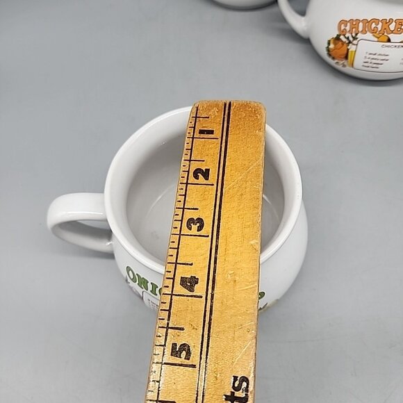 Vintage Dat'l Do-It Soup Bowls Mugs Cups Recipes Set Of 3 Onion Chocken Tomato - Picture 8 of 8